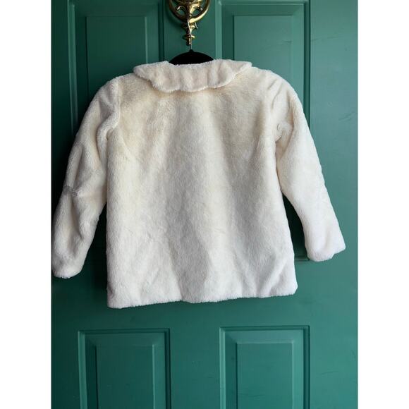 Bella Bliss size 10 Scalloped Collar Gretchen Coat Ivory Faux Fur - Picture 8 of 9